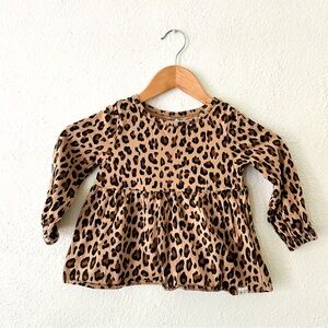Gap Toddler Girls Organic Cotton Long Sleeve Leopard Print Peplum Top